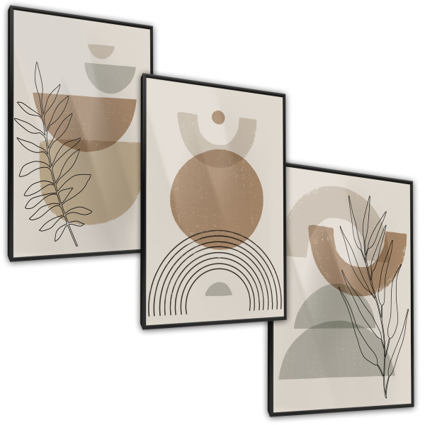 ZESTAW 3X Plakat Kształty W Stylu Boho 30x40cm