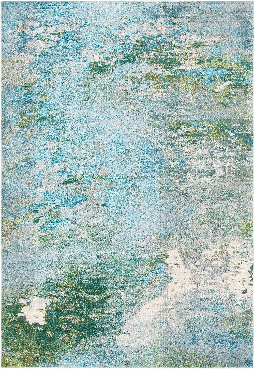 SAFAVIEH Madison Collection Area Rug - 10' x 14', Light Blue & Green, Boho Abstract Design, Non-Shedding & Easy Care, Ideal for High Traffic Areas in Living Room, Bedroom (MAD440J)