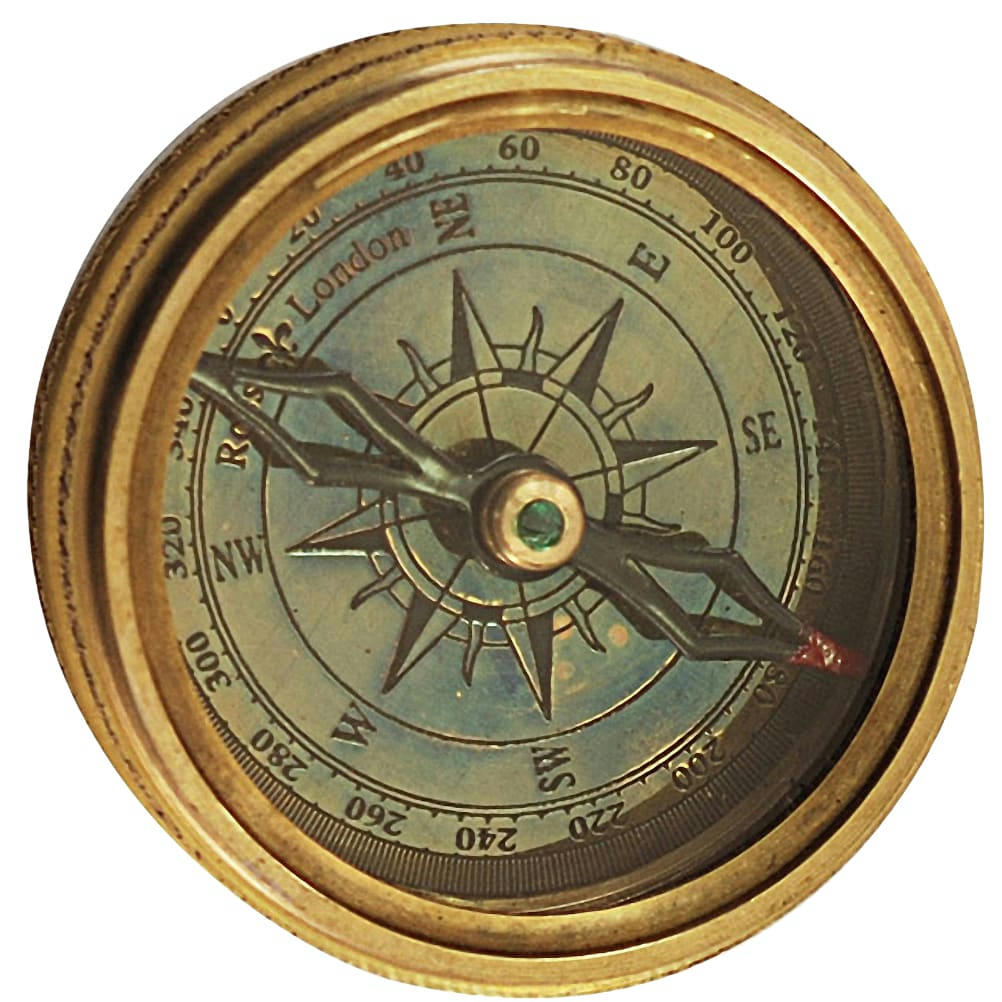 ALEXANDER GRAHAM BELL - Boussole en laiton ornementale D5,5cm