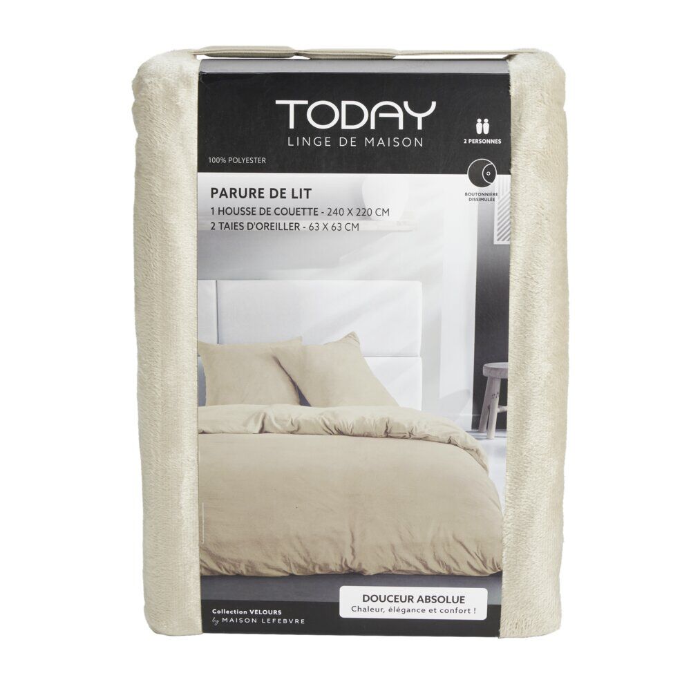 Parure de lit 220x240cm 2 personnes tissu velours (3 modèles)