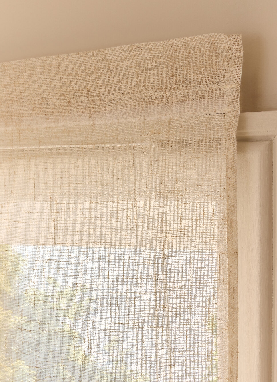 STORE BATEAU RELEVABLE EN ÉTAMINE EFFET FLAMMÉ BEIGE