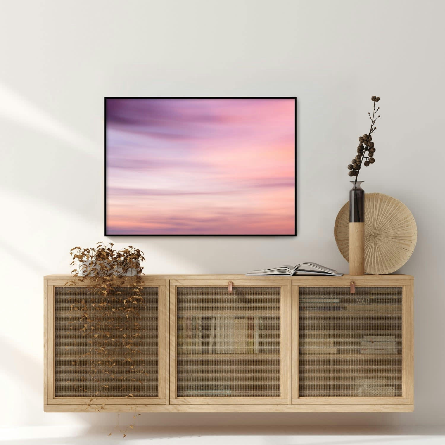 CIELO - Affiche avec cadre noir - Ciel rose - 30x40