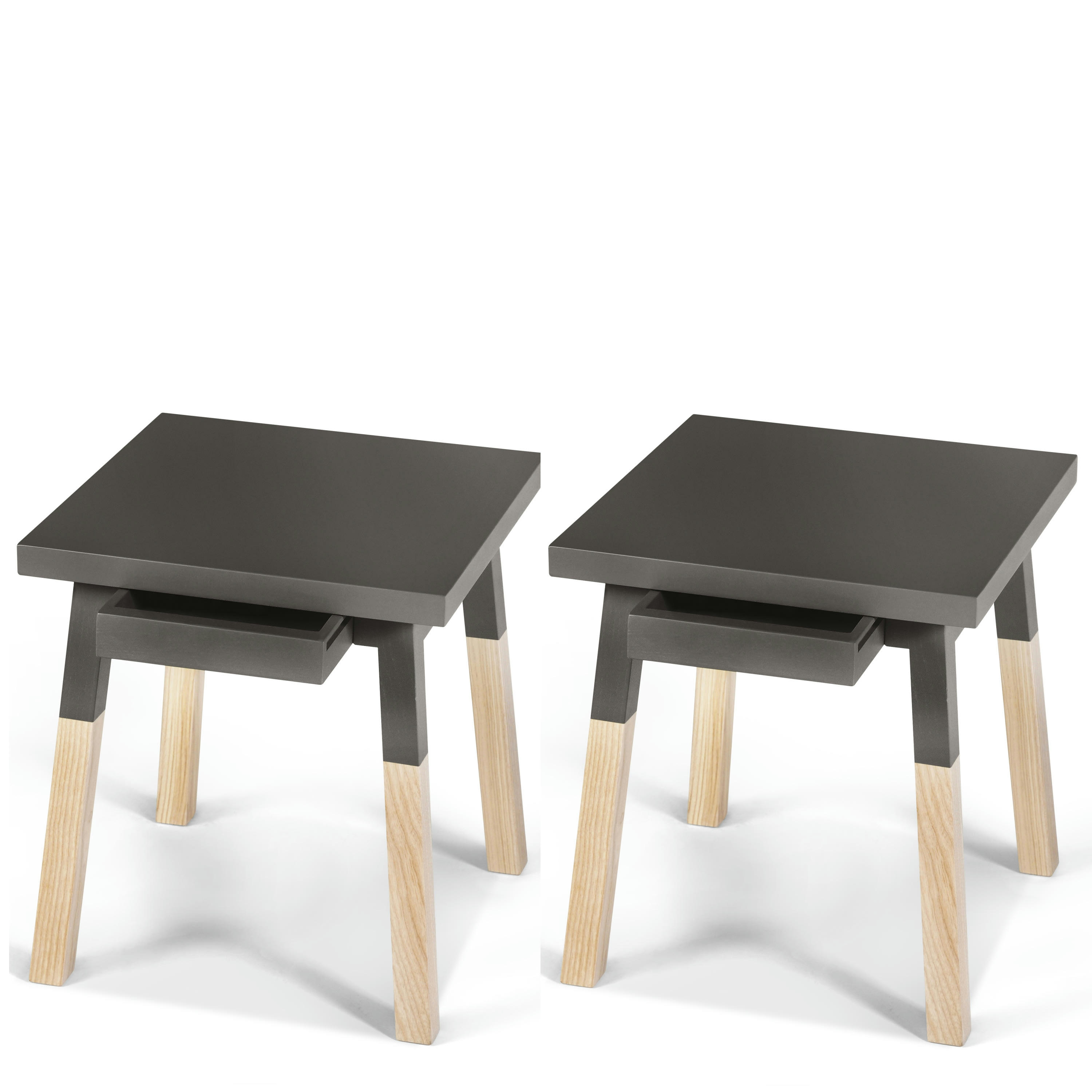 EGEE - 2 chevets laqués avec tiroir en frêne, plateau 40 cm