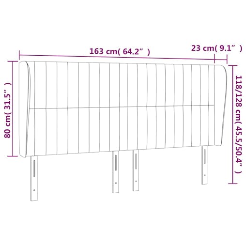 NNEVL Headboard with Ears Dark Grey 163x23x118/128 cm Fabric
