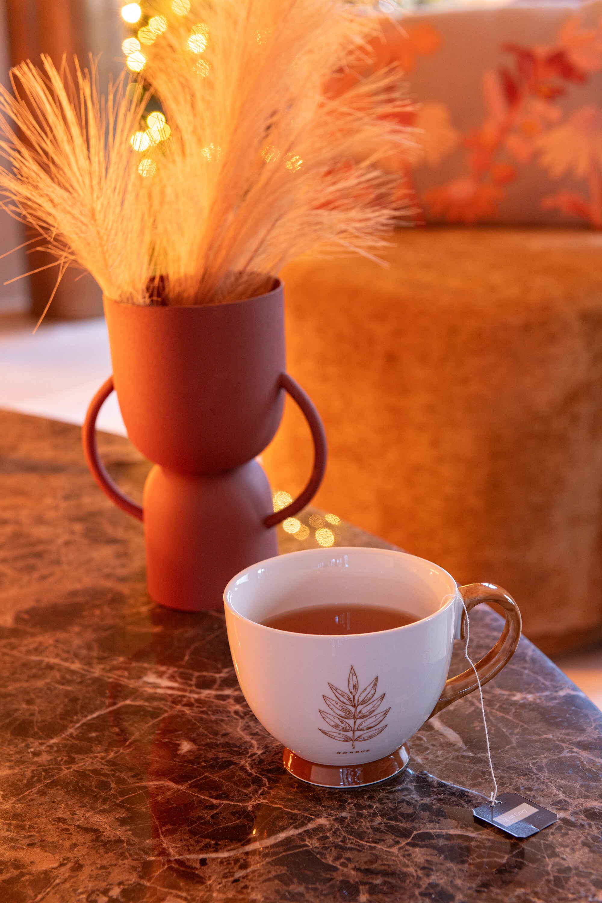 J-Line decoratie tak Plumeau - kunststof - oranje roest - sm