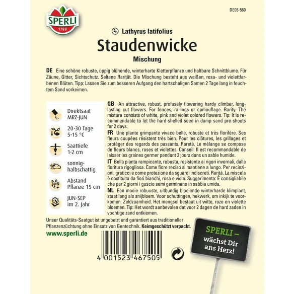 Staudenwicken »Mischung«, mehrjährig, robuste Kletterpflanze, Höhe bis 250 cm