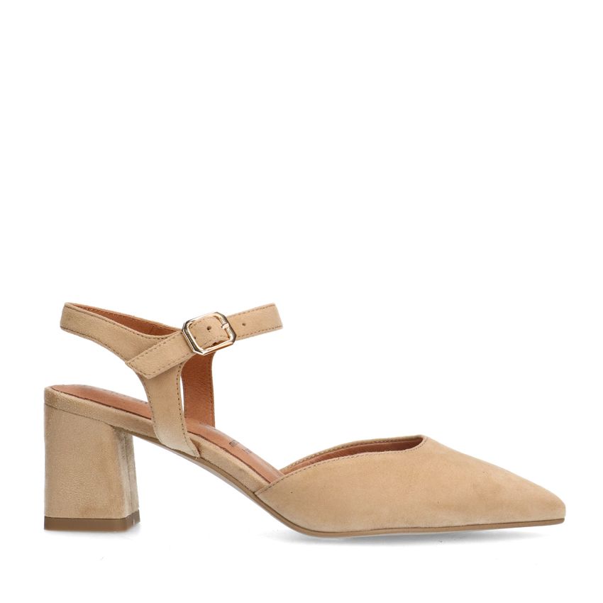 No Stress Beige suède slingbacks