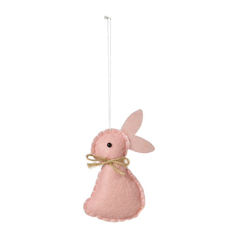 Hanger konijn vilt - roze - 11 cm