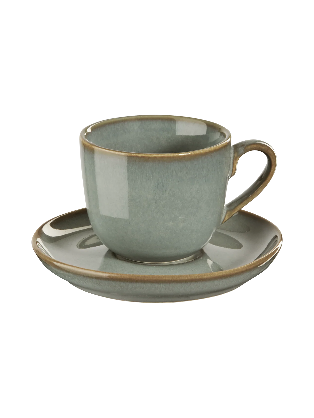 cappuccinotasse mit unterteller, eucalyptus