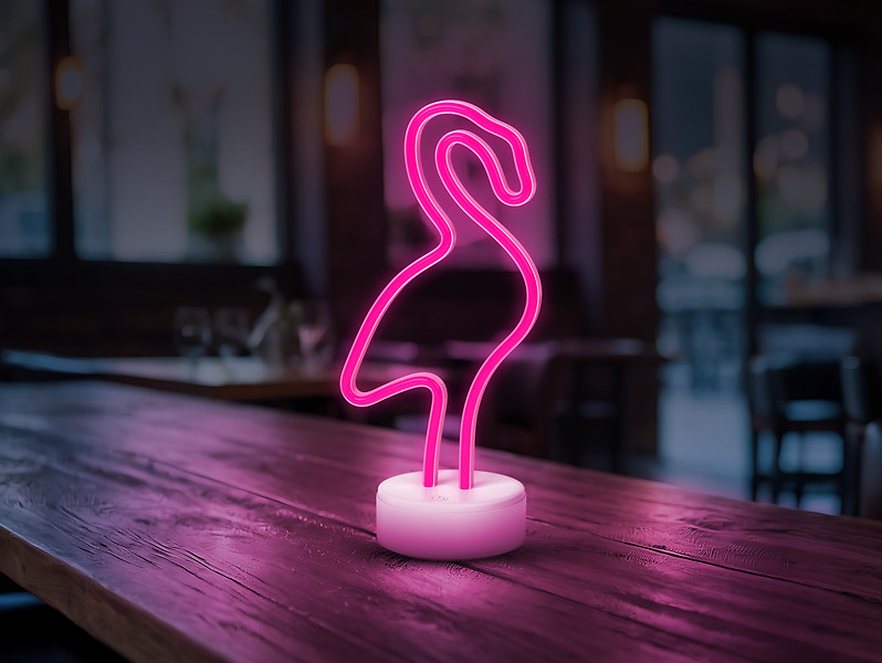 Lampa stołowa neonowa Flaming LED różowa