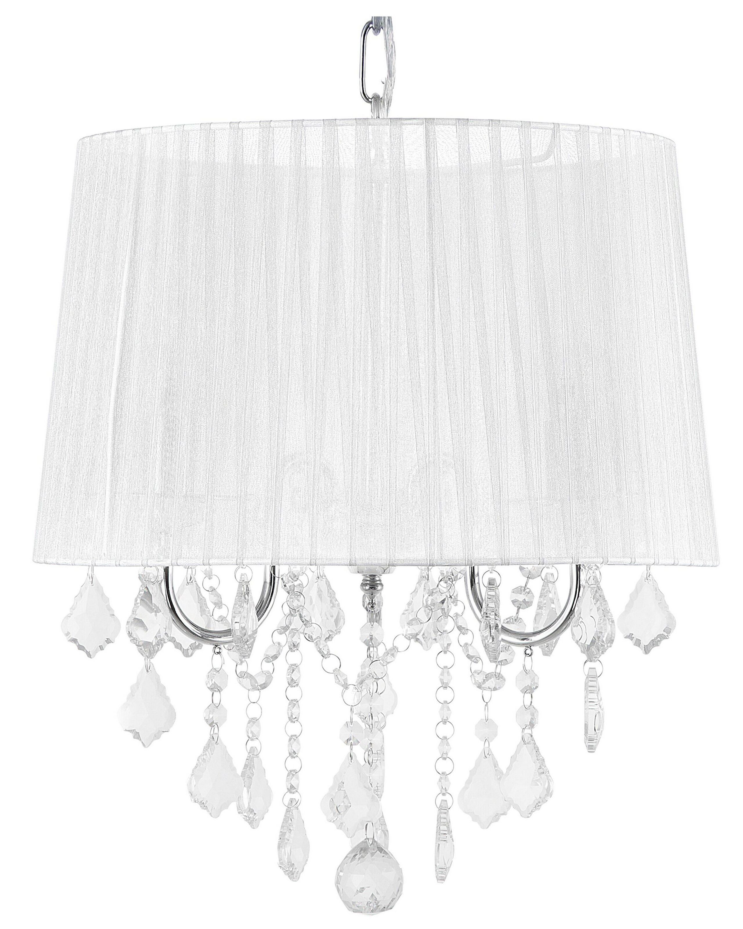 Lampa wisząca abażur kryształy biała