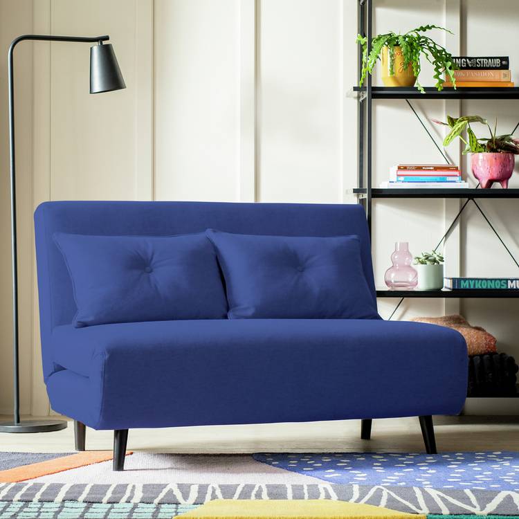 Habitat Roma Double Velvet Chairbed - Blue