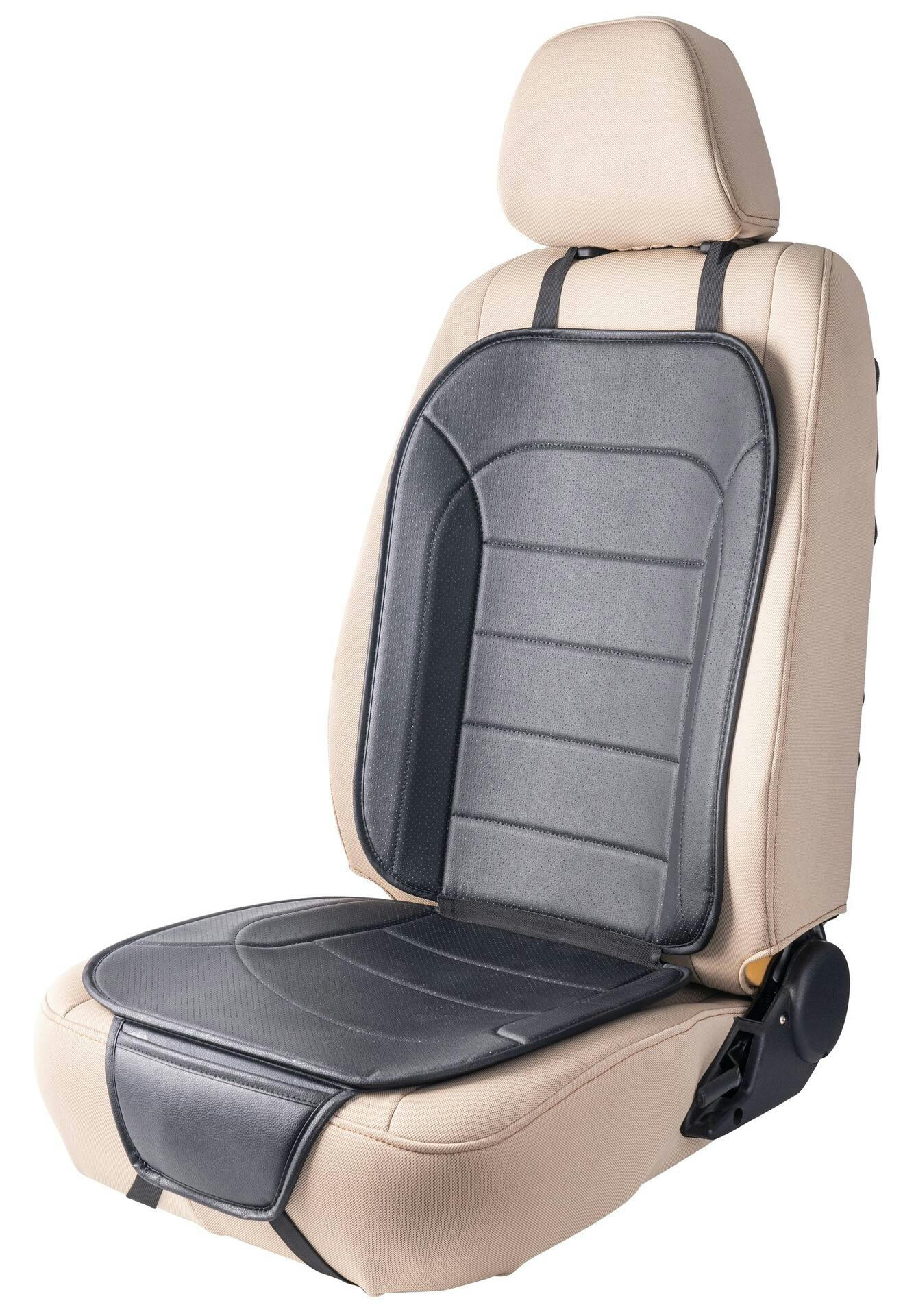 AutoTrends Faux Leather Full Seat Cushion with Buckles