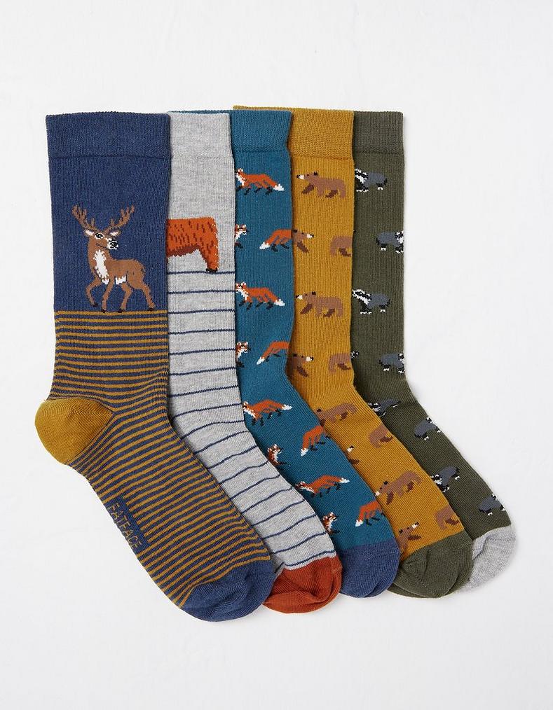 5 Pack Autumn Animal Socks