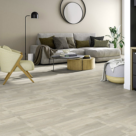 Dalle PVC clipsable rigide Ultime Plus - Patchwork bois blanc - Finition extra mate - Paquet de 2,253 m²