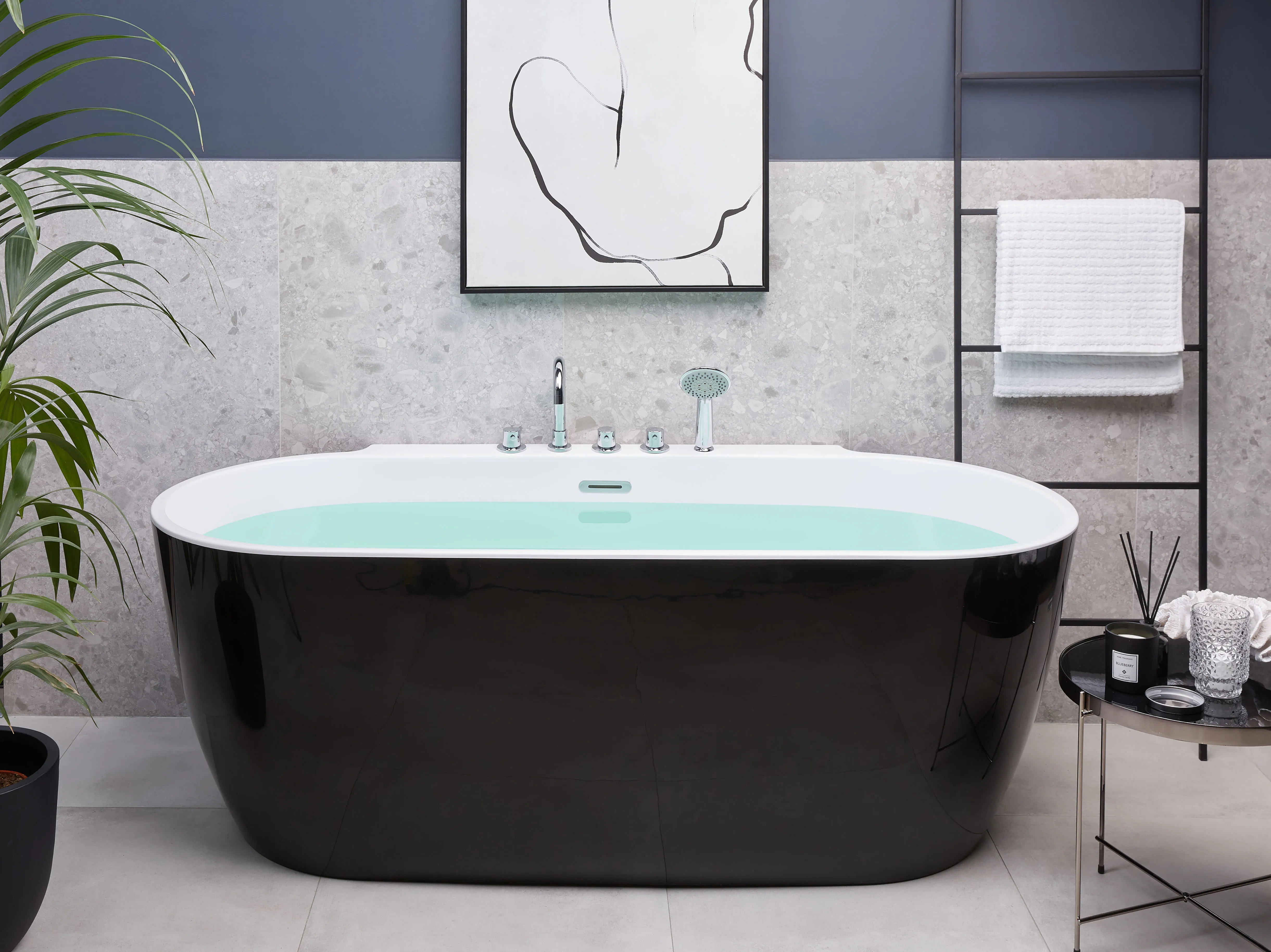 Freestanding Bathtub ROTSO 1700 x 800 mm Black/ White