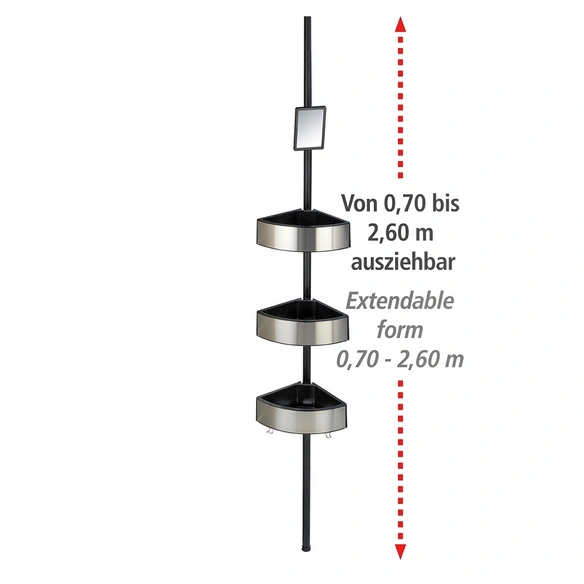 Duschecke, Aluminium/Edelstahl/Kunststoff, schwarz/silberfarben