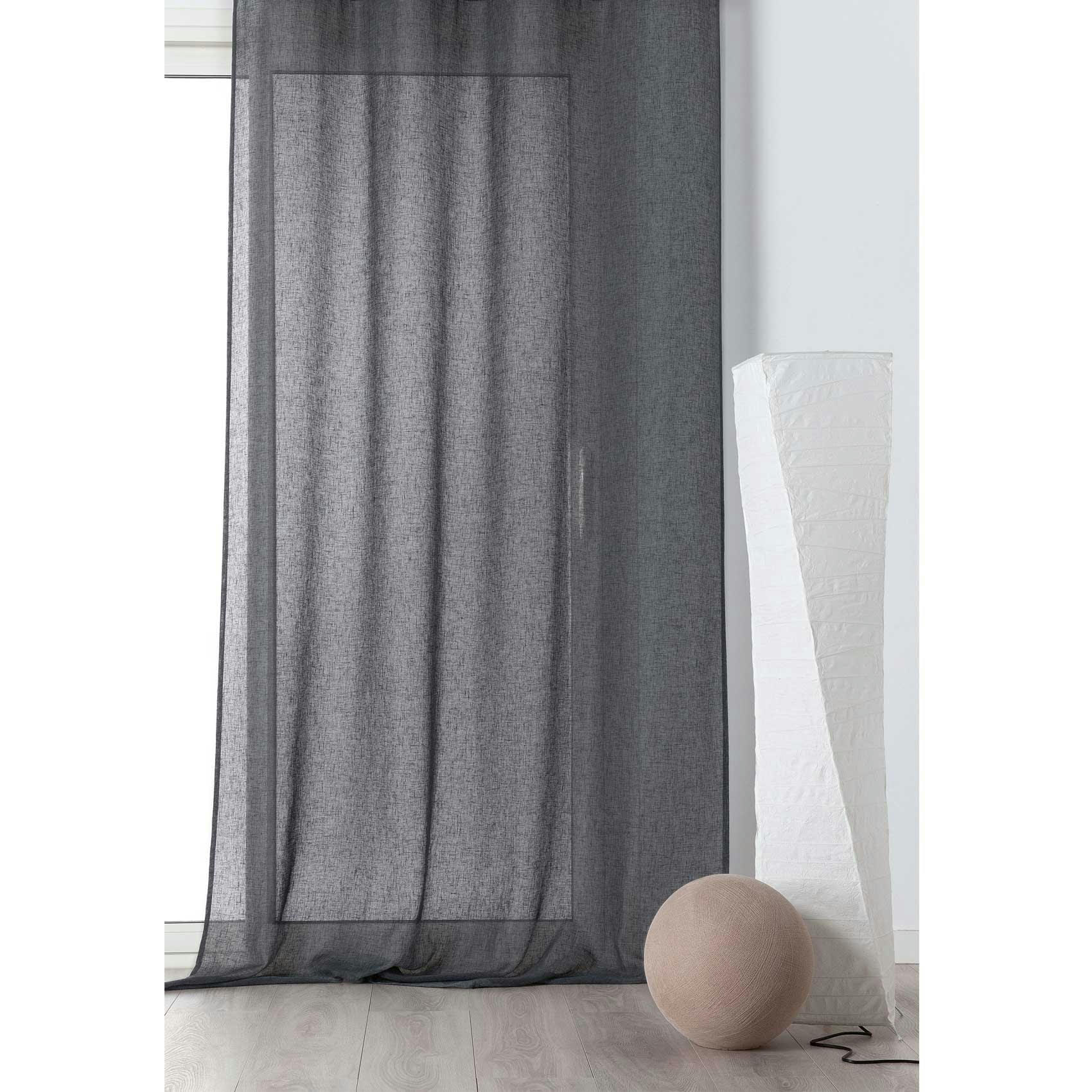 - Voilage tamisant en poly/lin poly / lin gris anthracite 145x240 cm