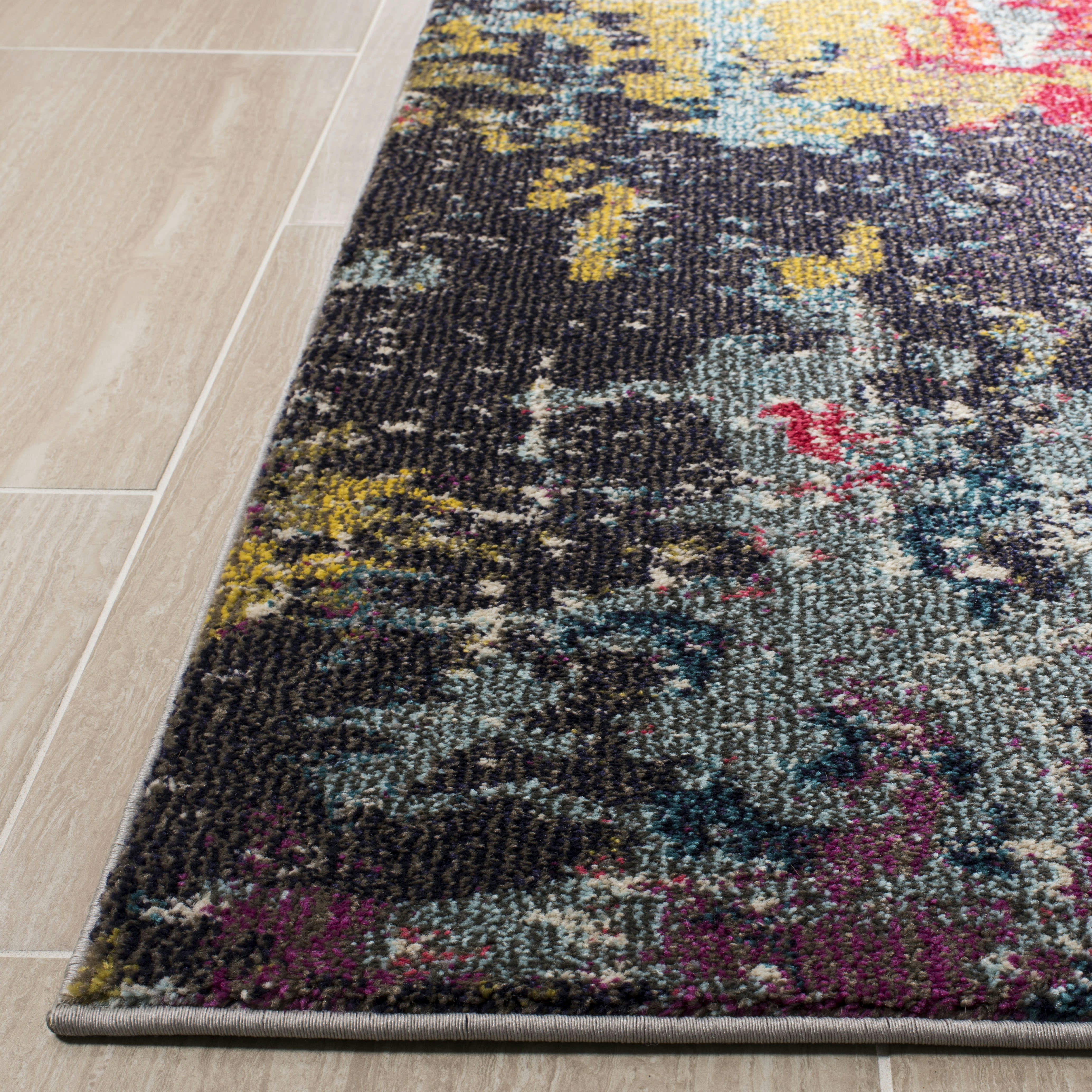 MONACO - Tapis de salon interieur en bleu & orange, 155 x 231 cm