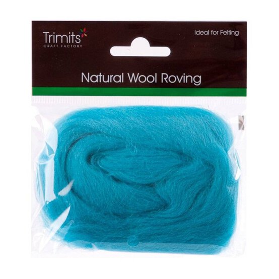Trimits Turquoise Natural Wool Roving 10g