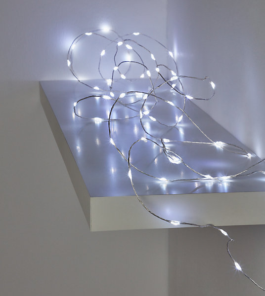 Guirlande lumineuse LED intérieure blanc froid et blanc chaud câble argenté 12 fonctions 26,42 m