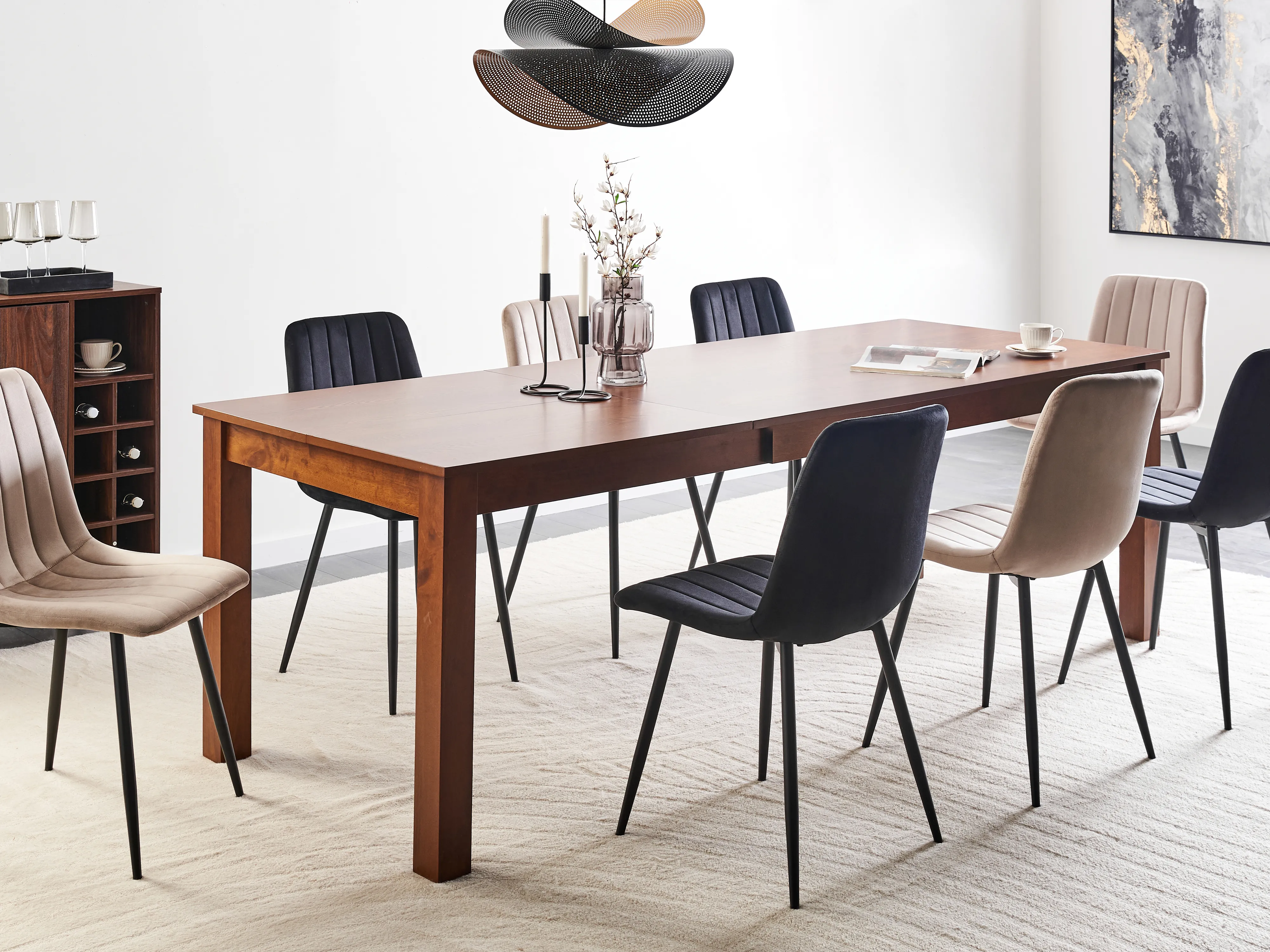 Extending Dining Table MADURA Dark Ash Wood 160/240 cm 90 cm