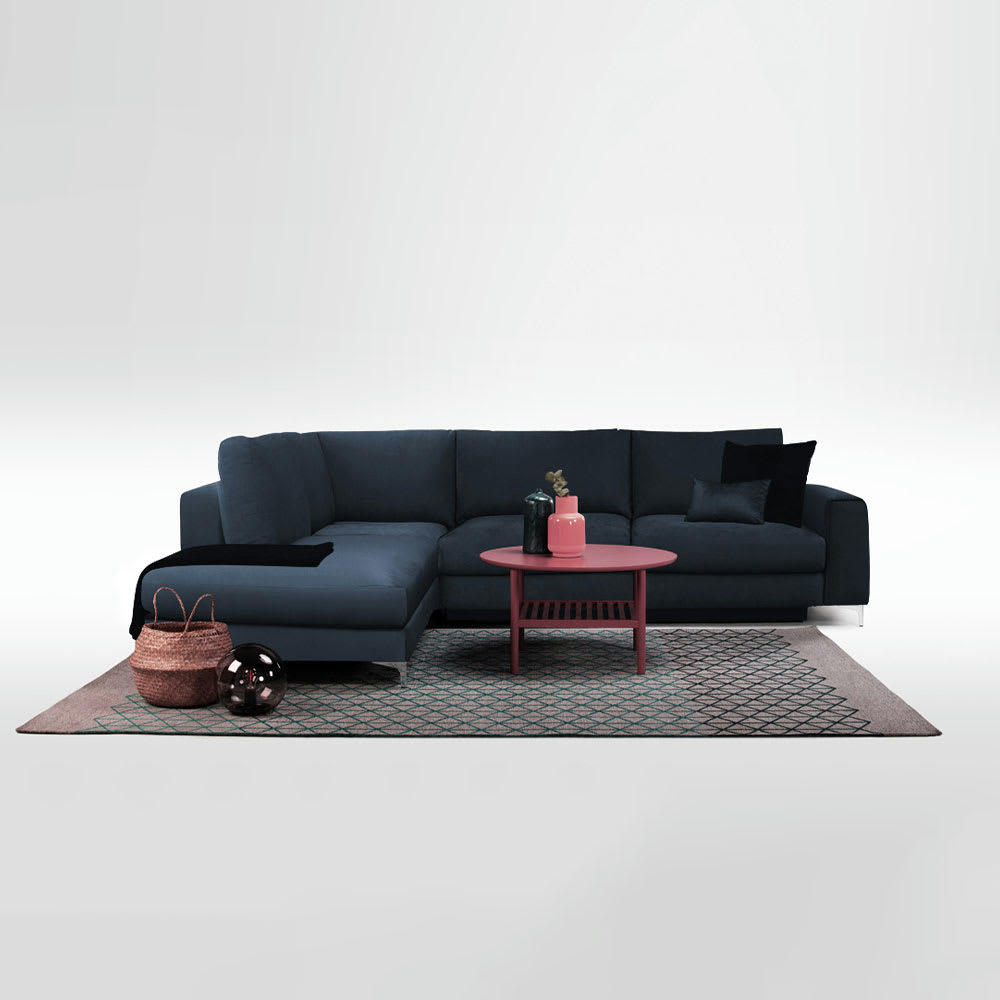 FIESOLE - Canapé 4 places velours angle gauche bleu
