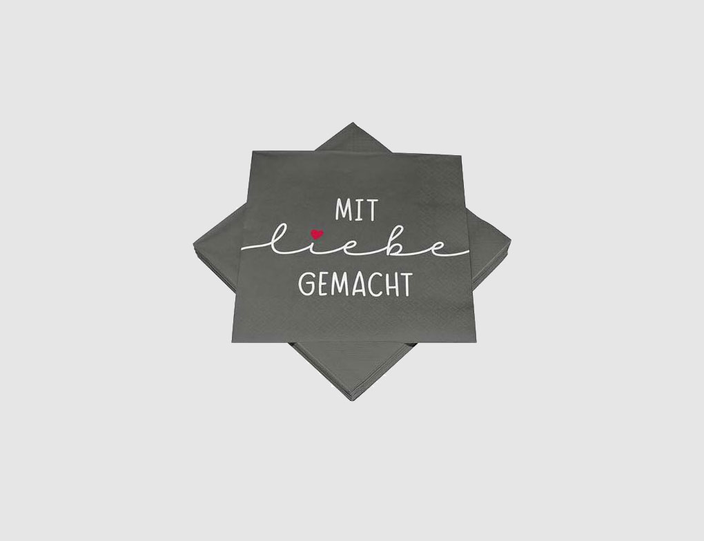 Servietten mit Liebe gemacht Grau