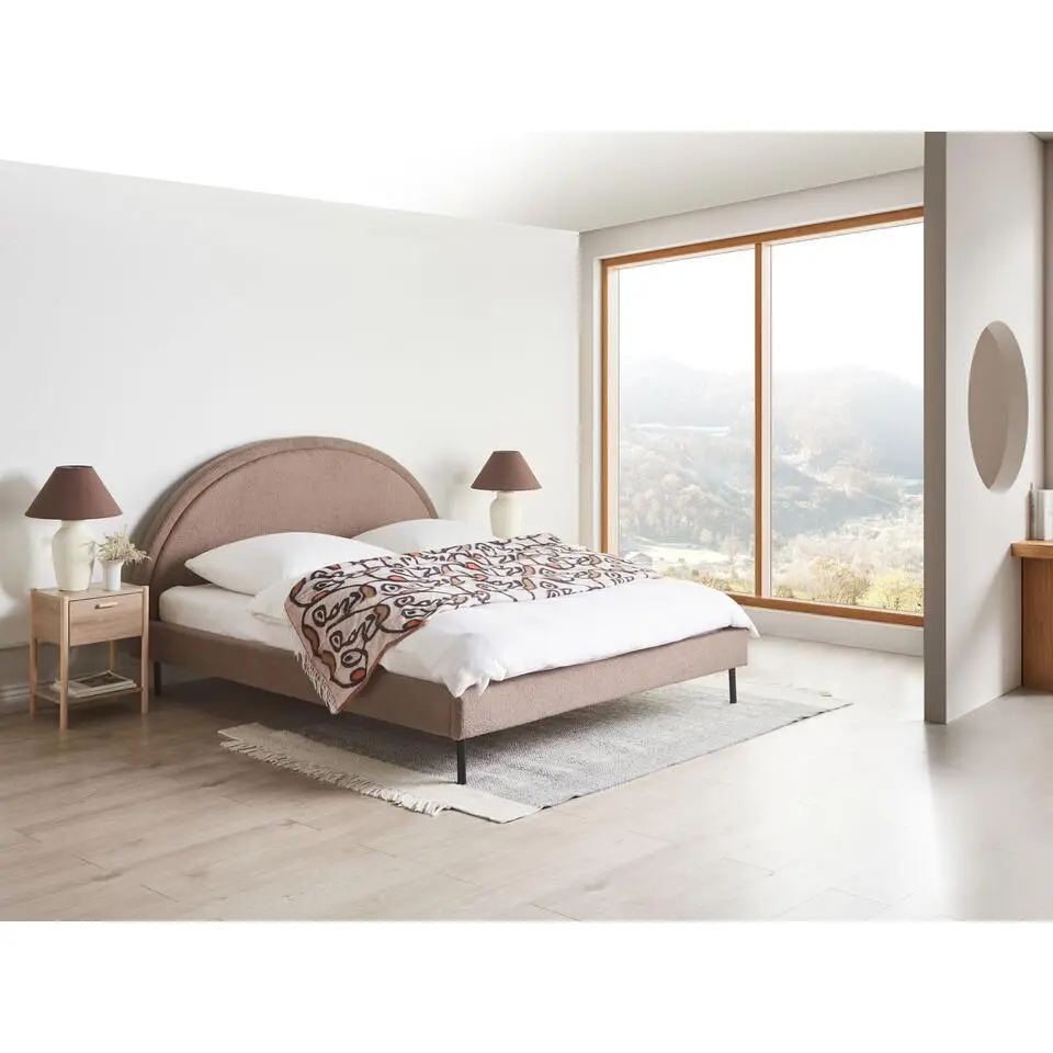 MARGUT - Bed - Taupe - 180 x 200 cm - Boucl&eacute;