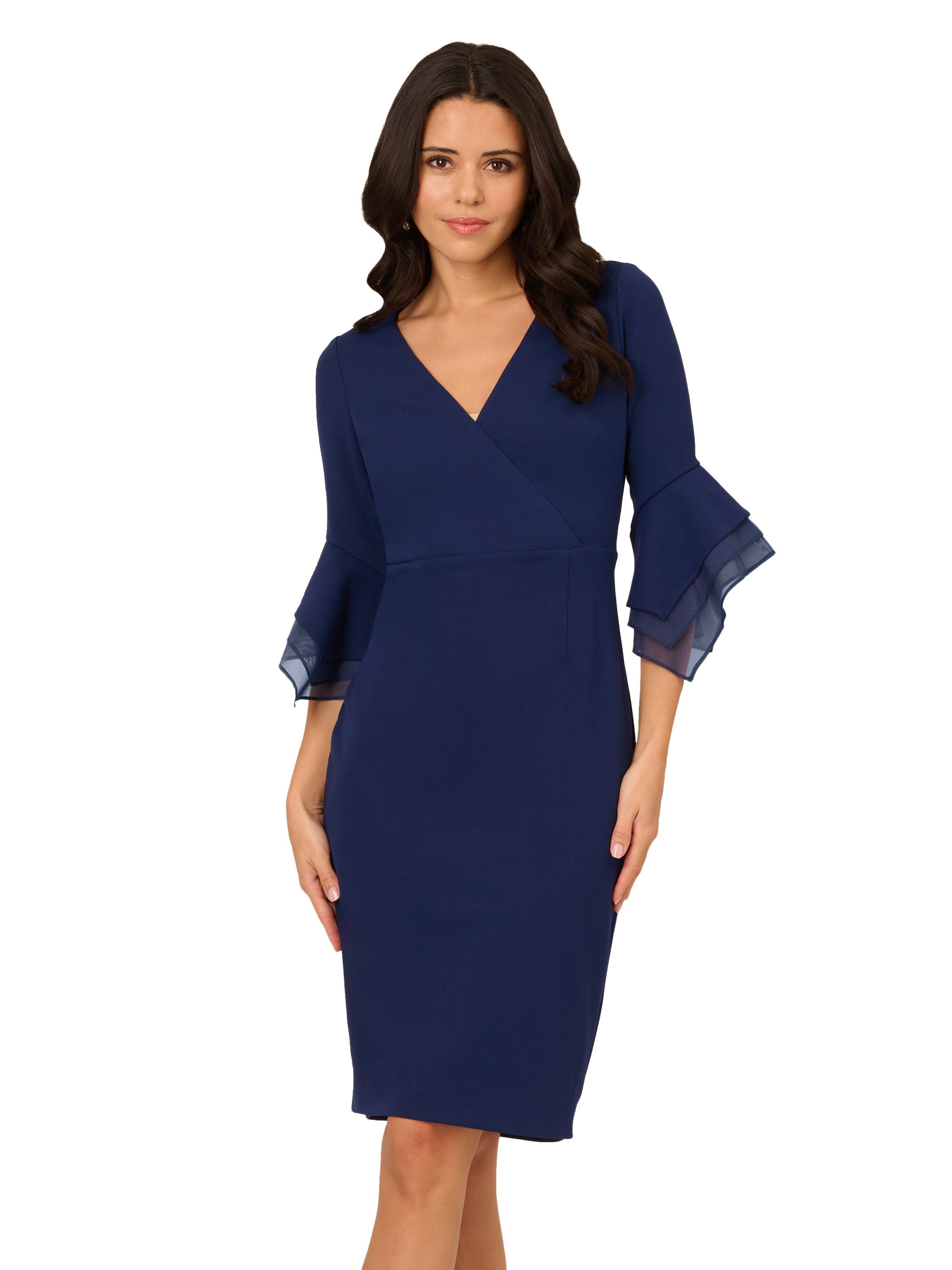 Adrianna Papell Crepe Combo Midi Dress