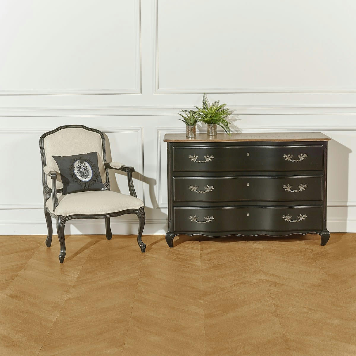 SERRENA - Commode patinée 3 tiroirs noir