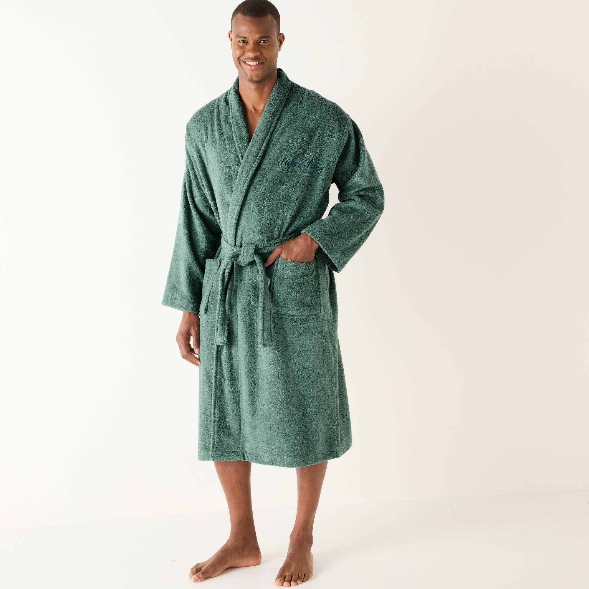 Peignoir mixte adulte éponge bouclette col ch&acirc;le personnalisable