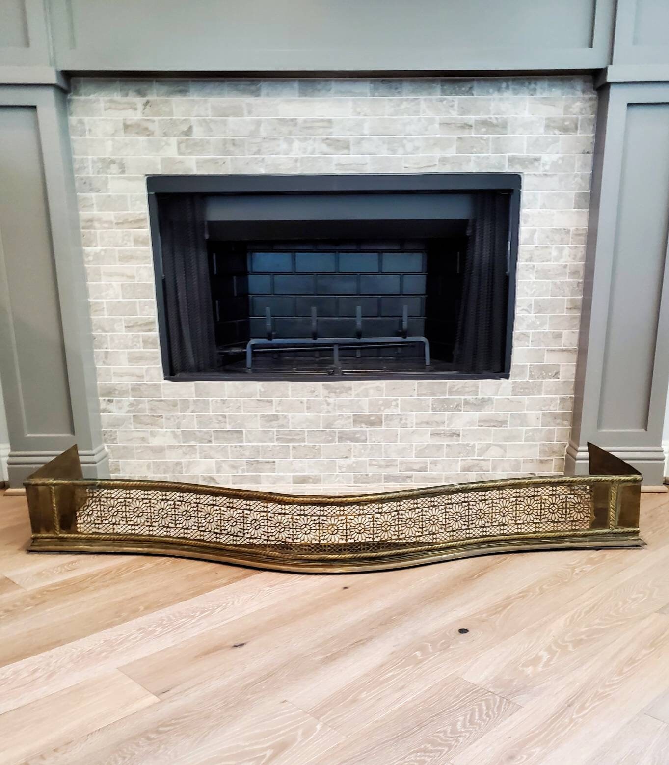 Large 18th/19th Century English Georgian Period Pierced Brass Fireplace Fender