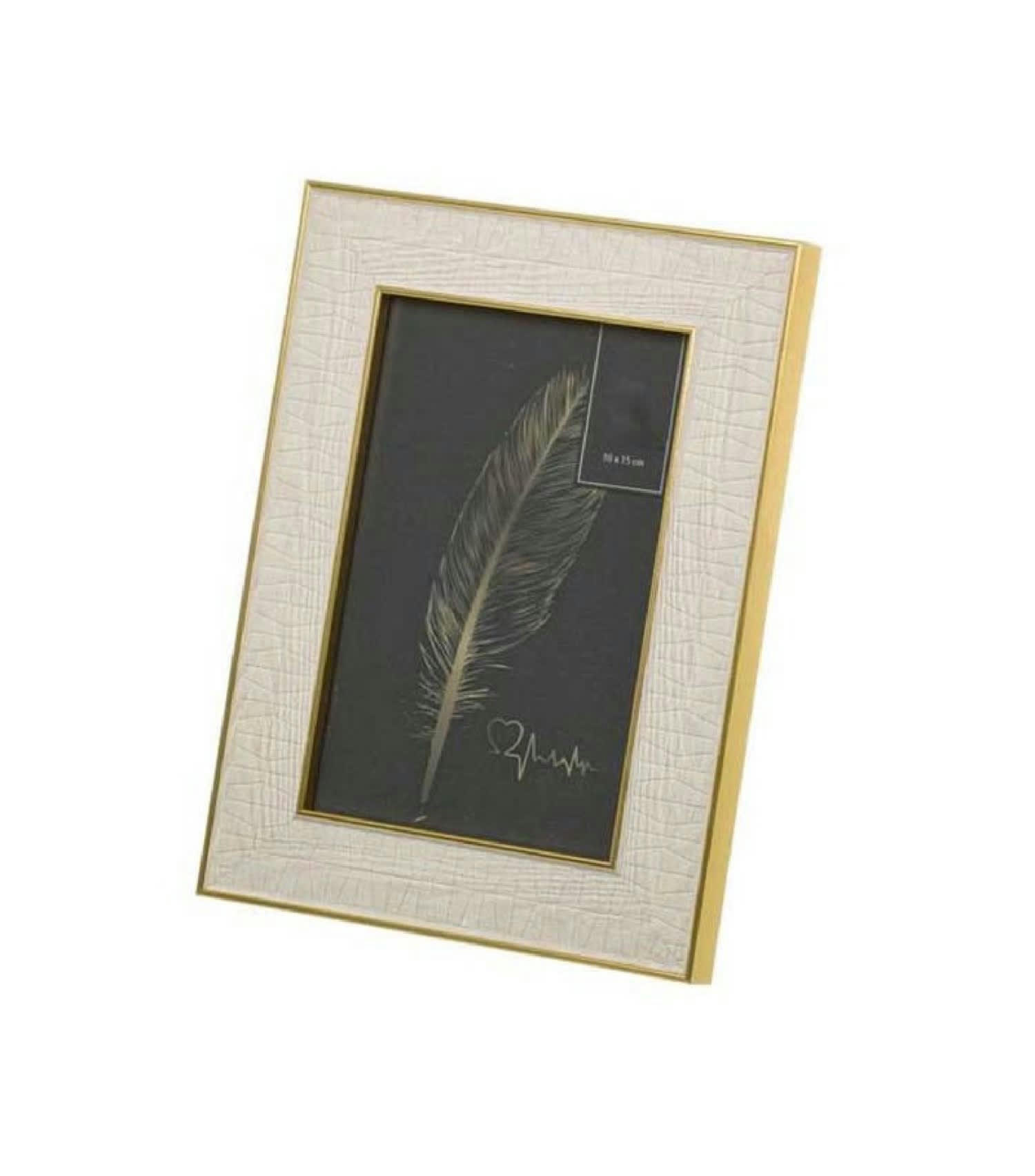 - Cadre photo à poser couleur or et blanc 13x18cm