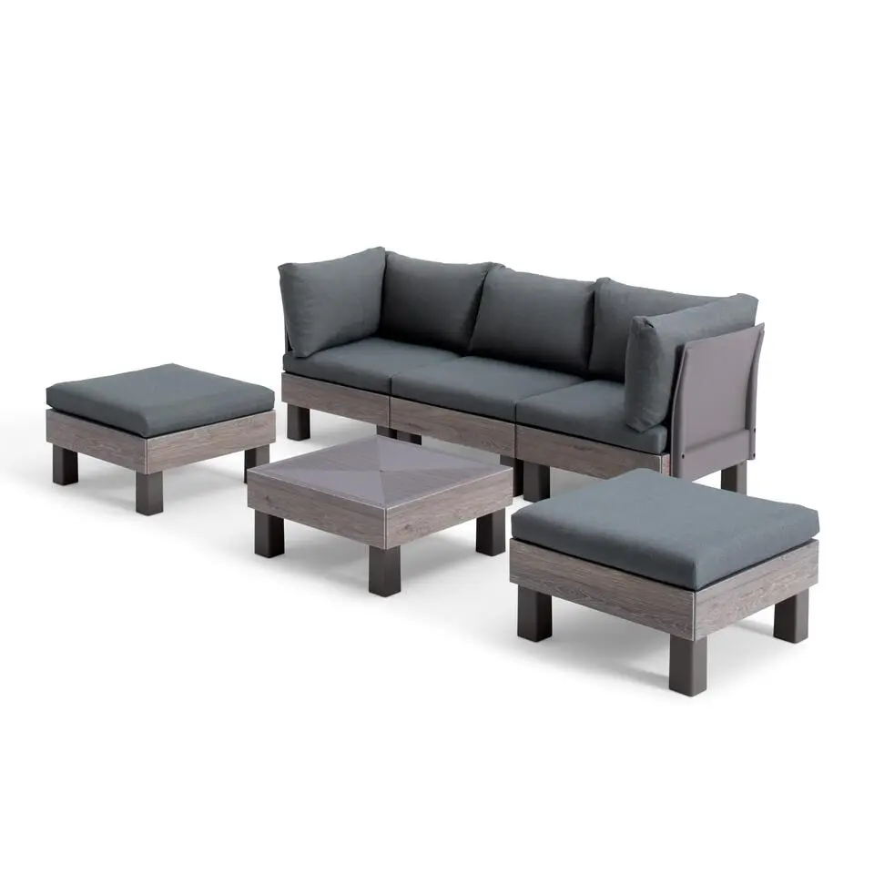 Keter Signature Elements Loungeset 5 personen - met groene kussens - Cappuccino
