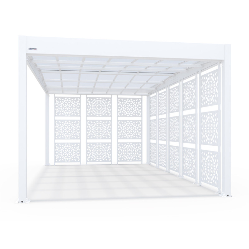 Carport en aluminium Libeccio blanc avec 8 claustras 16,6 m²