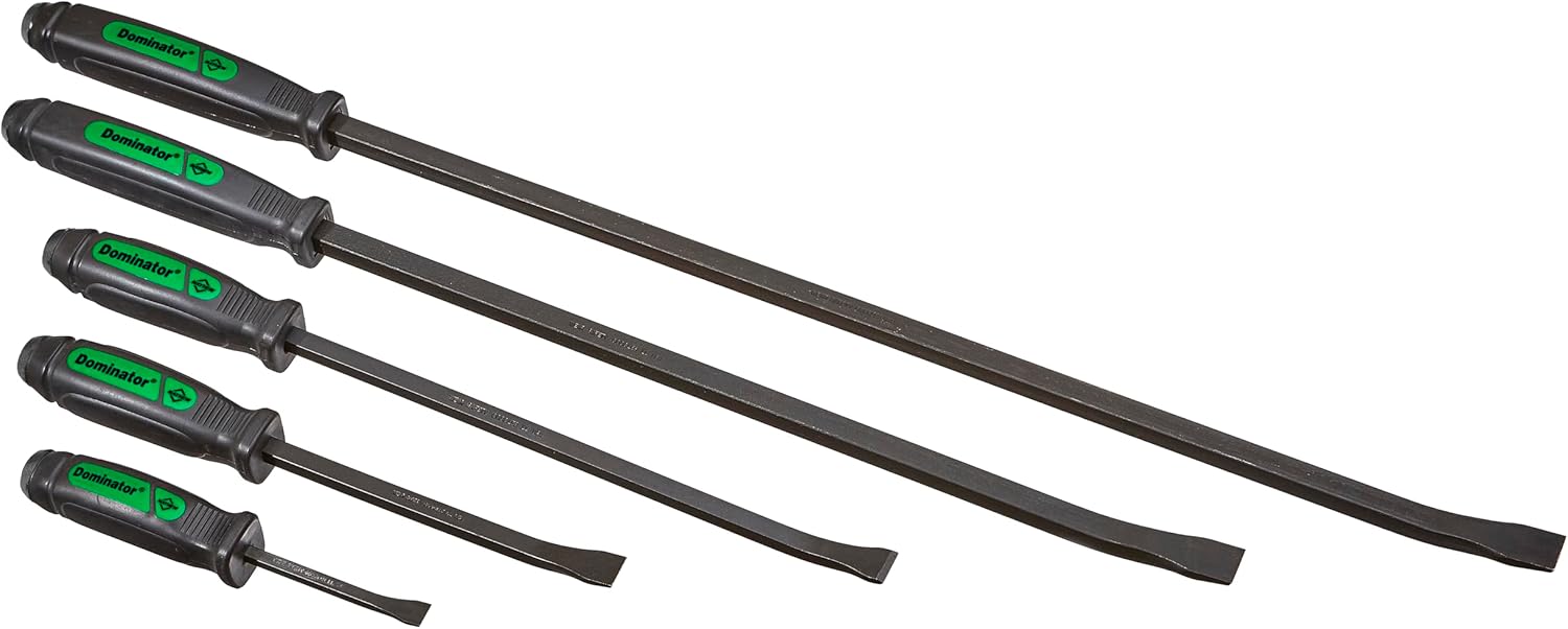 Mayhew Tools 61366GN Dominator Pry Bar Set, 8, 12, 17, 25 & 31 Curved Pry Bars, Green