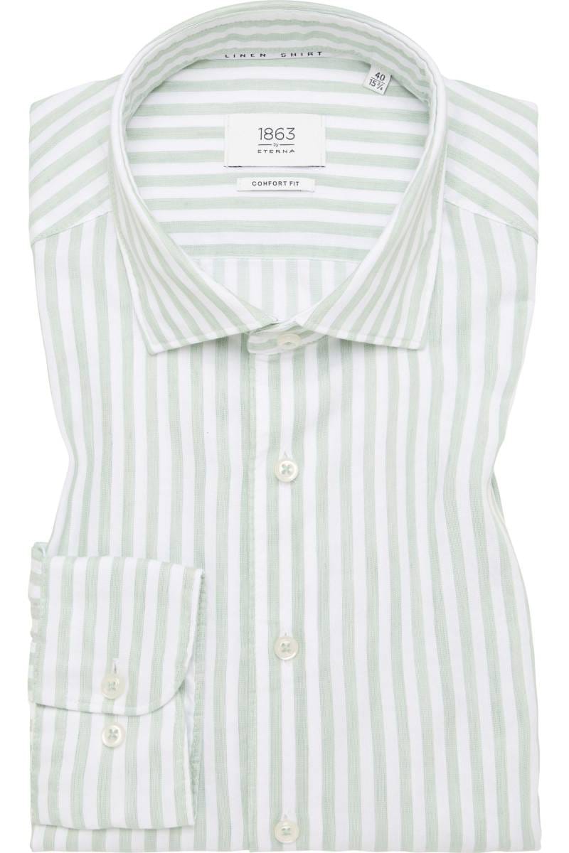 ETERNA 1863 Comfort Fit Leinenhemd grün, Gestreift