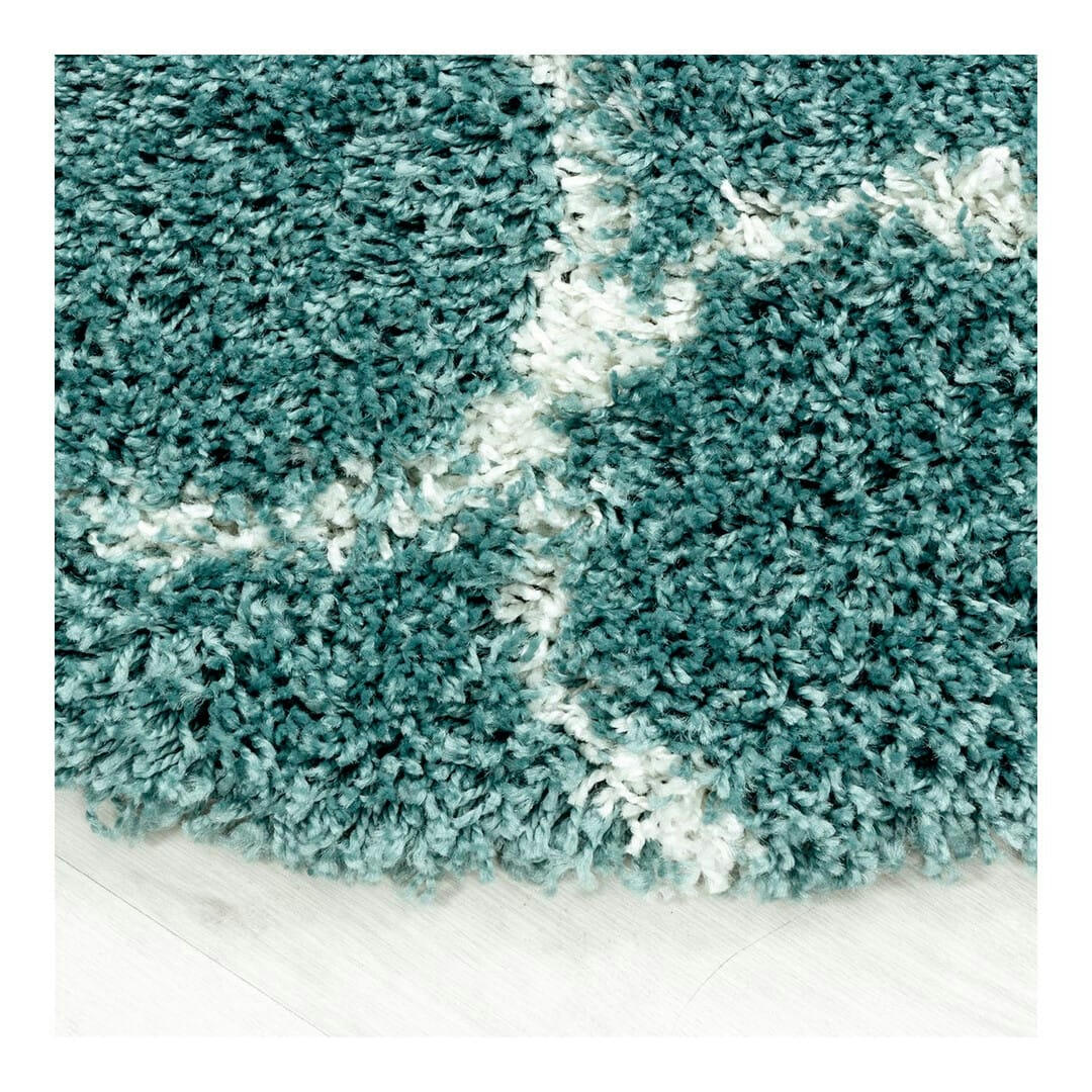 LOKALT - Tapis géométrique baroque en polypropylène bleu Ø 120