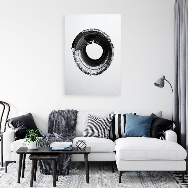 Obraz do salonu biura sypialni spa, Abstrakcja Czarno Biała Koło 20x30