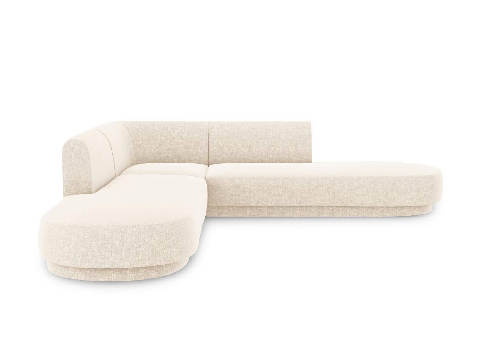 MILEY - Canapé d'angle symétrique 5 places en tissu chenille beige clair