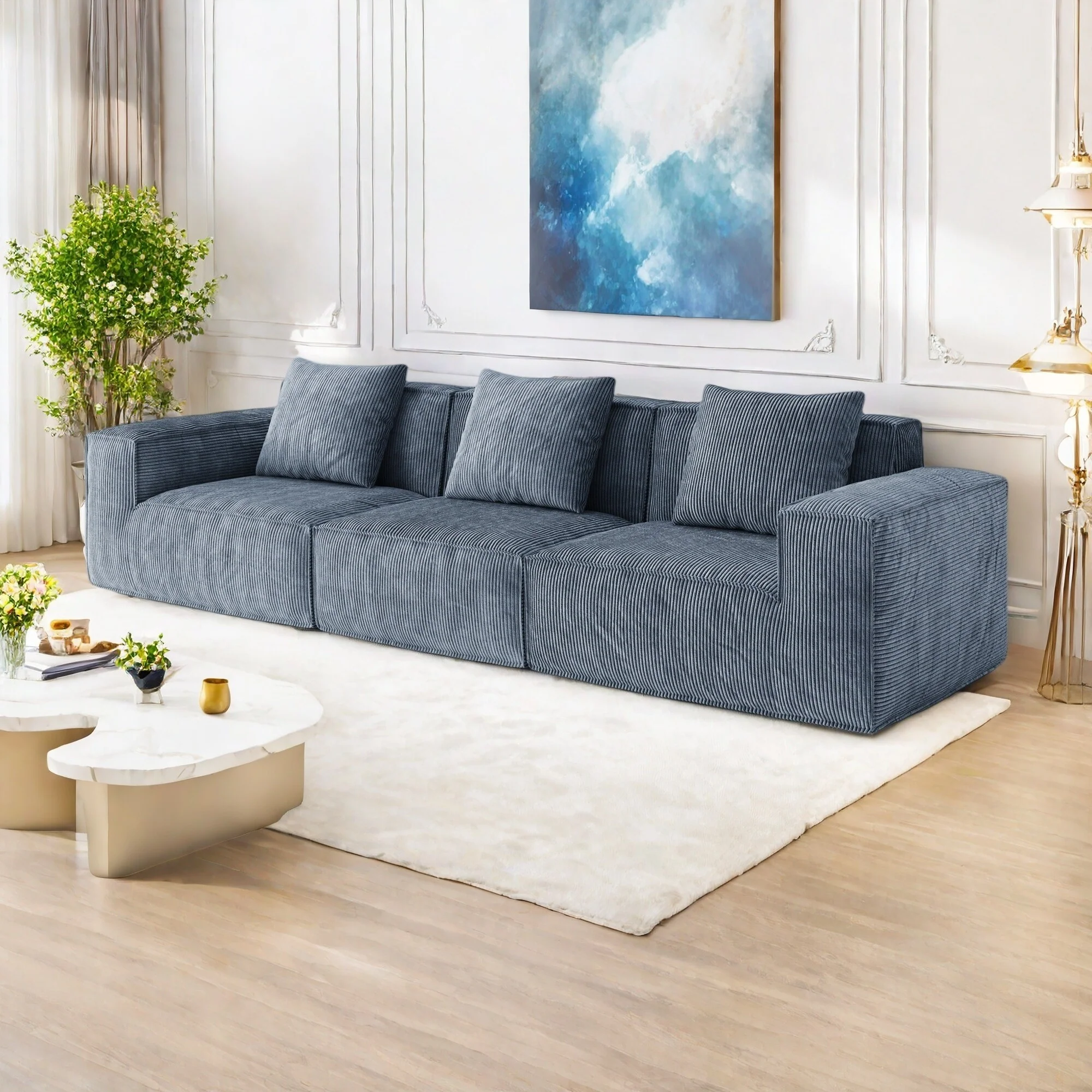 118 Foam 4-Seater Sofa with NASA-Grade High-Density Foam, No-Assembly Design, Plush Reclining Seats