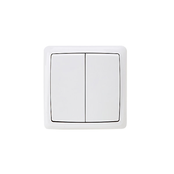 Double interrupteur va-et-vient monobloc en saillie étanche Jacobsen Sigurd blanc complet