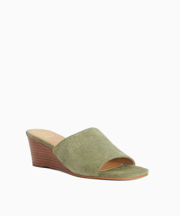 Kaydee Sage - Suede Wedge Slip-On Mules