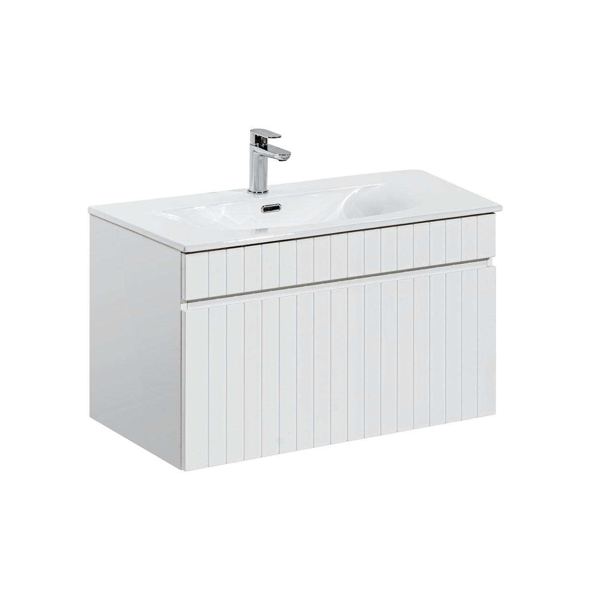 - Meuble simple vasque encastrée 80cm blanc
