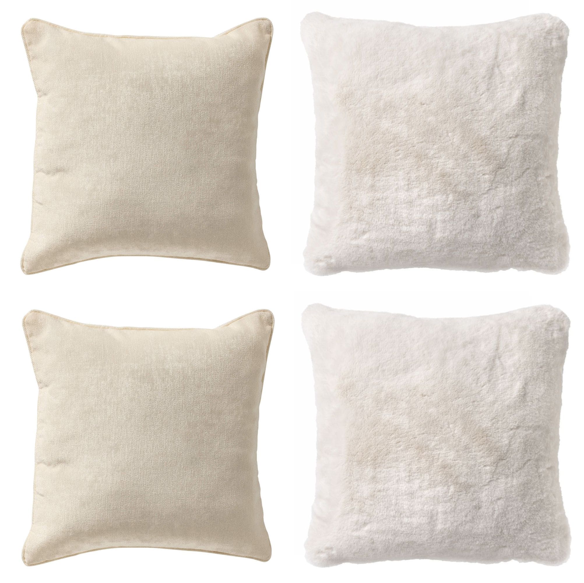 KUSSENSET - 4-delig - Soft Elegance - 45x45 cm - inclusief binnenkussens - wit