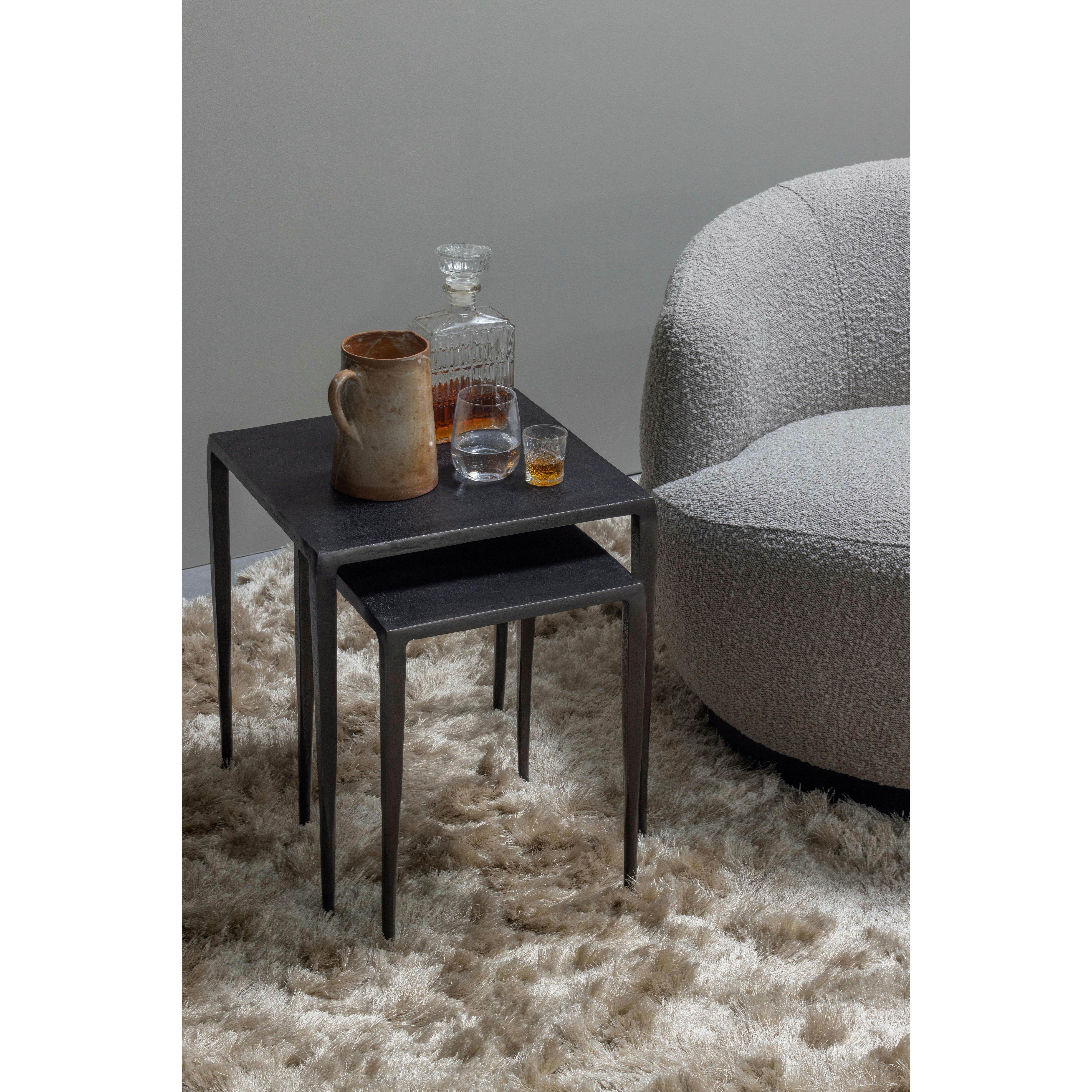 PUNK - Tables d'appoint carré métal zinc - Lot de 2