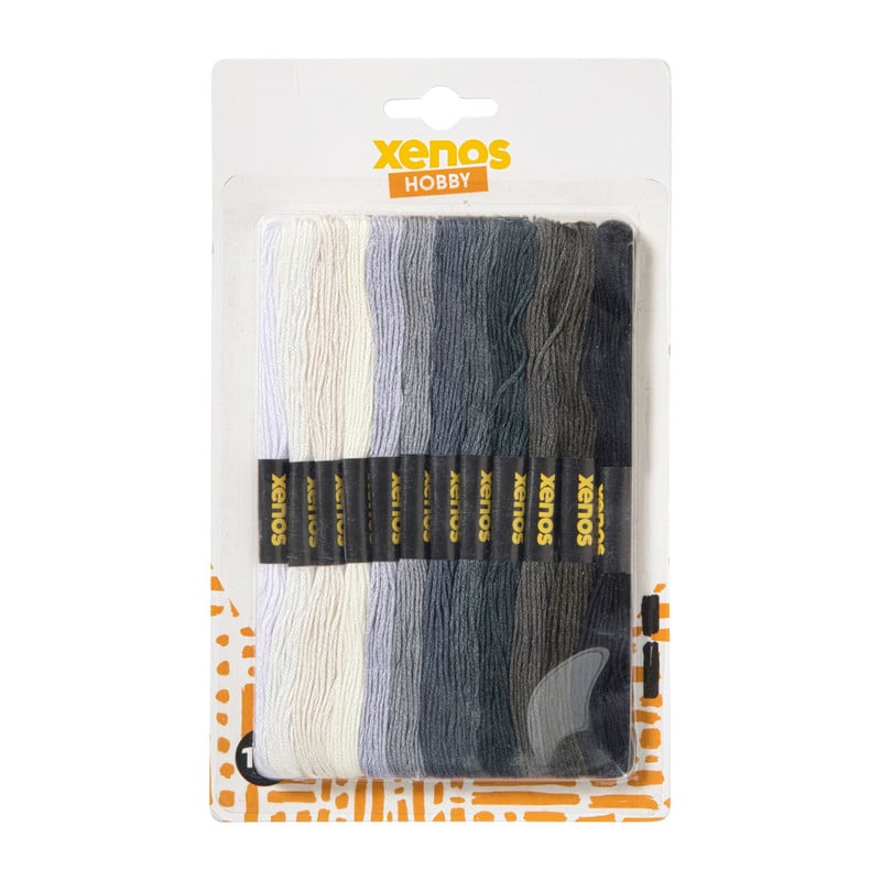 Borduurgaren set - wit/grijs/zwart - set van 12