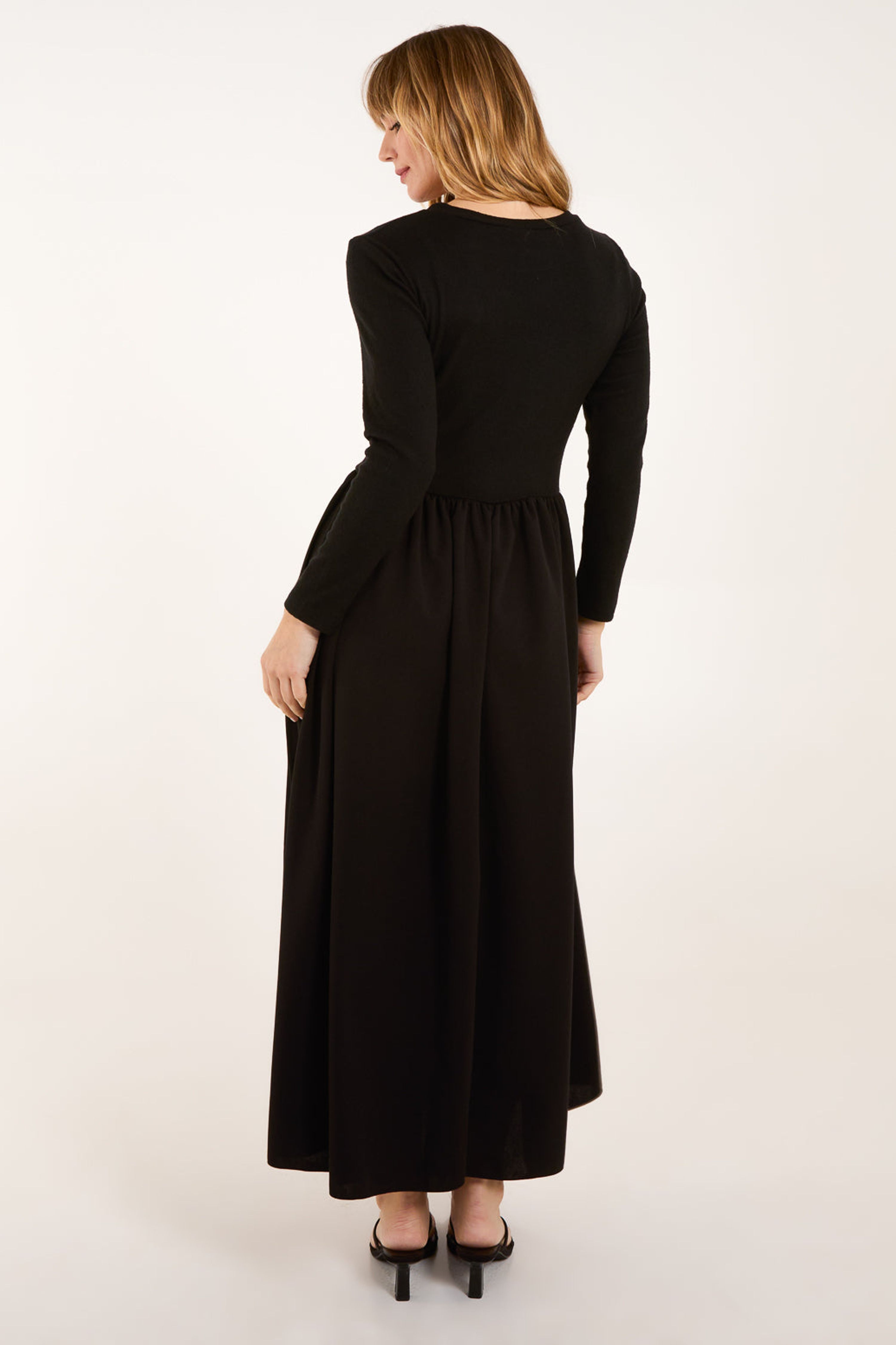 Blue Vanilla Black Knitted Scuba Crepe 2in1 Dress