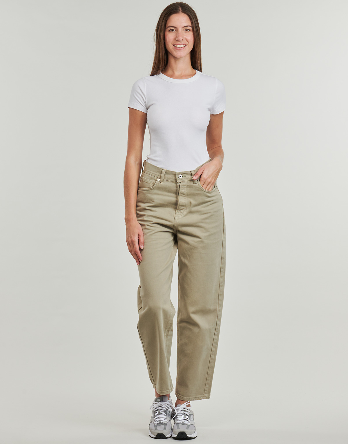 Pepe jeans - BARREL JEANS UHW - Kaki